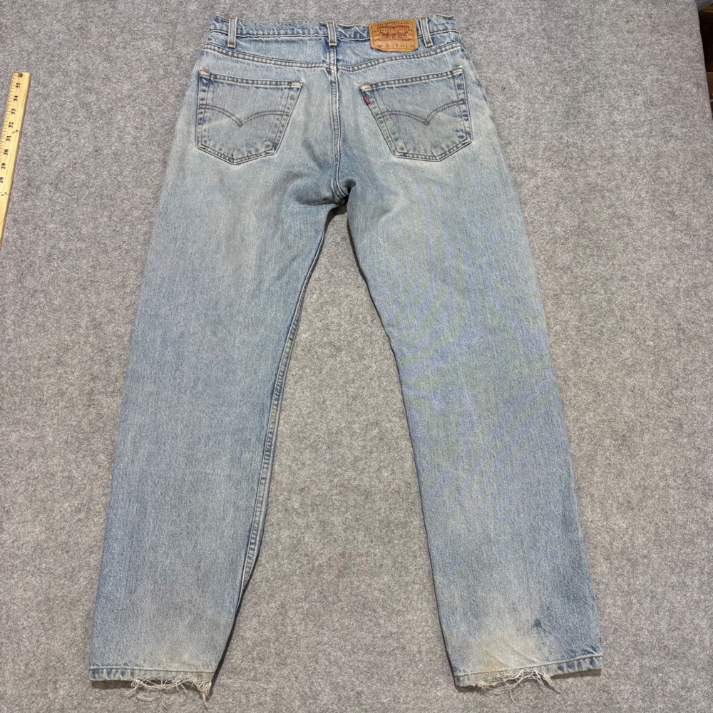 Levis 505 Regular Fit Straight Leg Light Wash Denim Jeans Mens 34x30